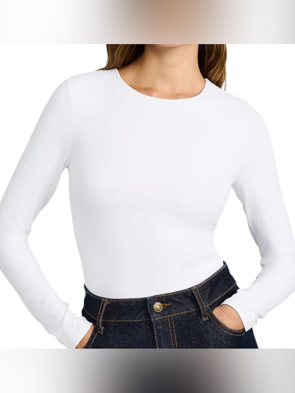 Express Body Contour High Compression Crew Neck Long Sleeve Tong Bodysuit